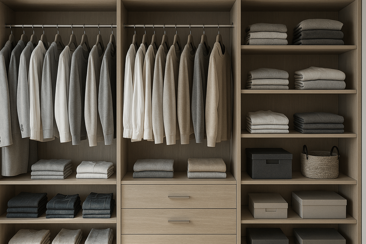 système rangement de vetement dans une penderie